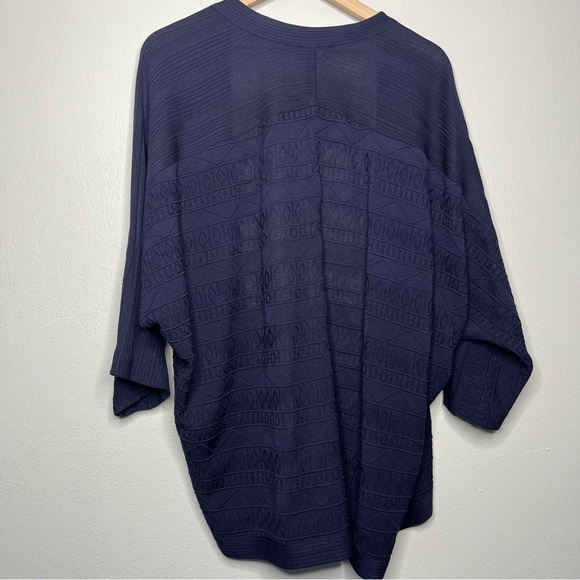 NEW Misook Women Cardigan Sweater Medium Navy Blue Open Knit Dolman Sleeve - Picture 3 of 8